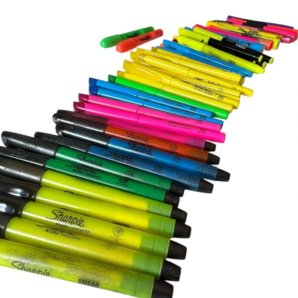 Bulk Lot Highlighters Pens: Sharpie‎ Accent, Bic , Quill, Staples TESTED B20Q